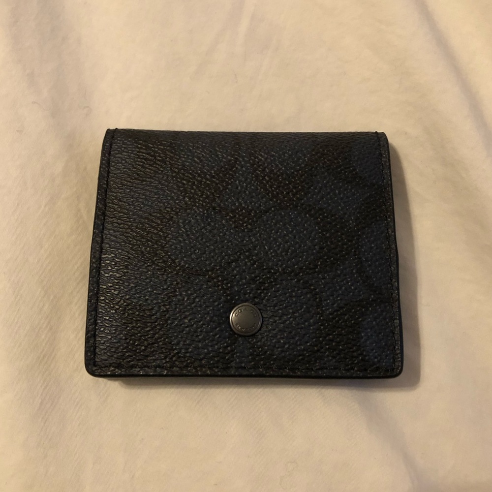 Coach Black/Dark Navy Coach CC Logo Canvas Coin Change Purse